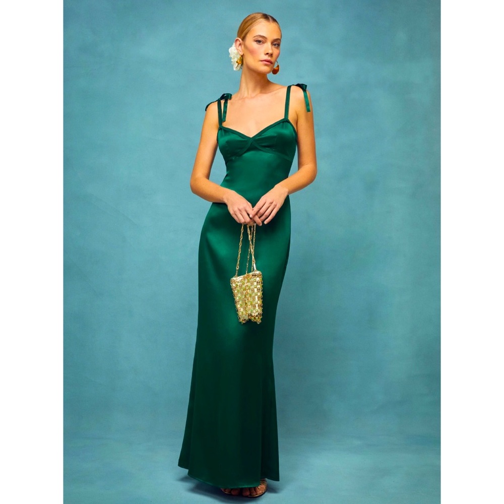 Reformation Gretchen Dress - Emerald Green